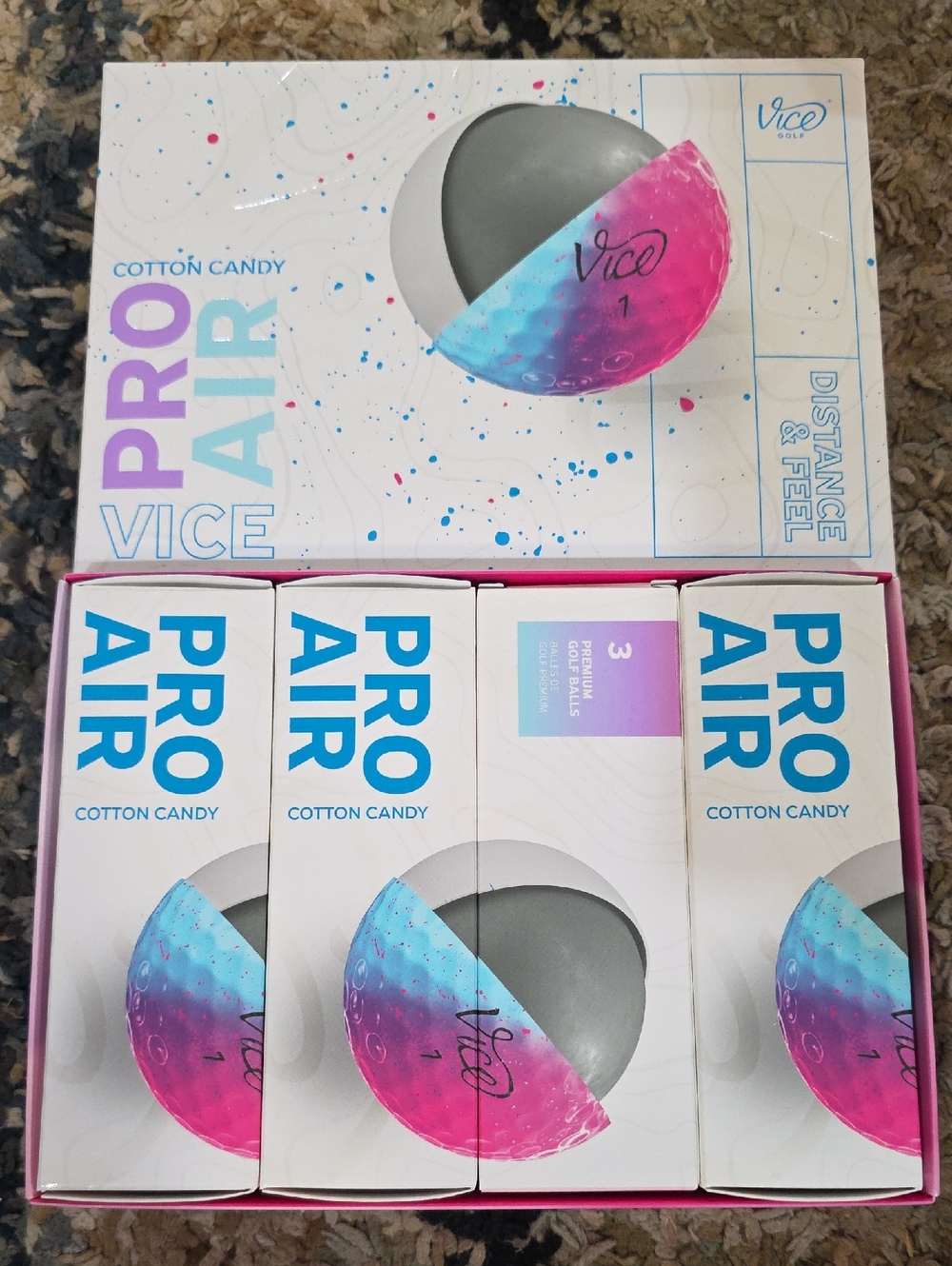 Pro Air Cotton Candy Golf Balls - 12 Pack (Pink/Blue)
